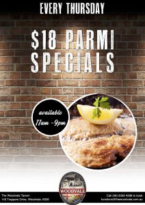 $18 Parmi Day @ The Woodvale Tavern & Reception Centre | Woodvale | Western Australia | Australia