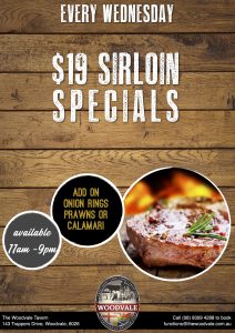 $19 Steaks All Day & Quiz Night From 8pm @ The Woodvale Tavern & Reception Centre | Woodvale | Western Australia | Australia